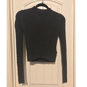 Top Shop Cropped gray mock turtleneck sweater, 2